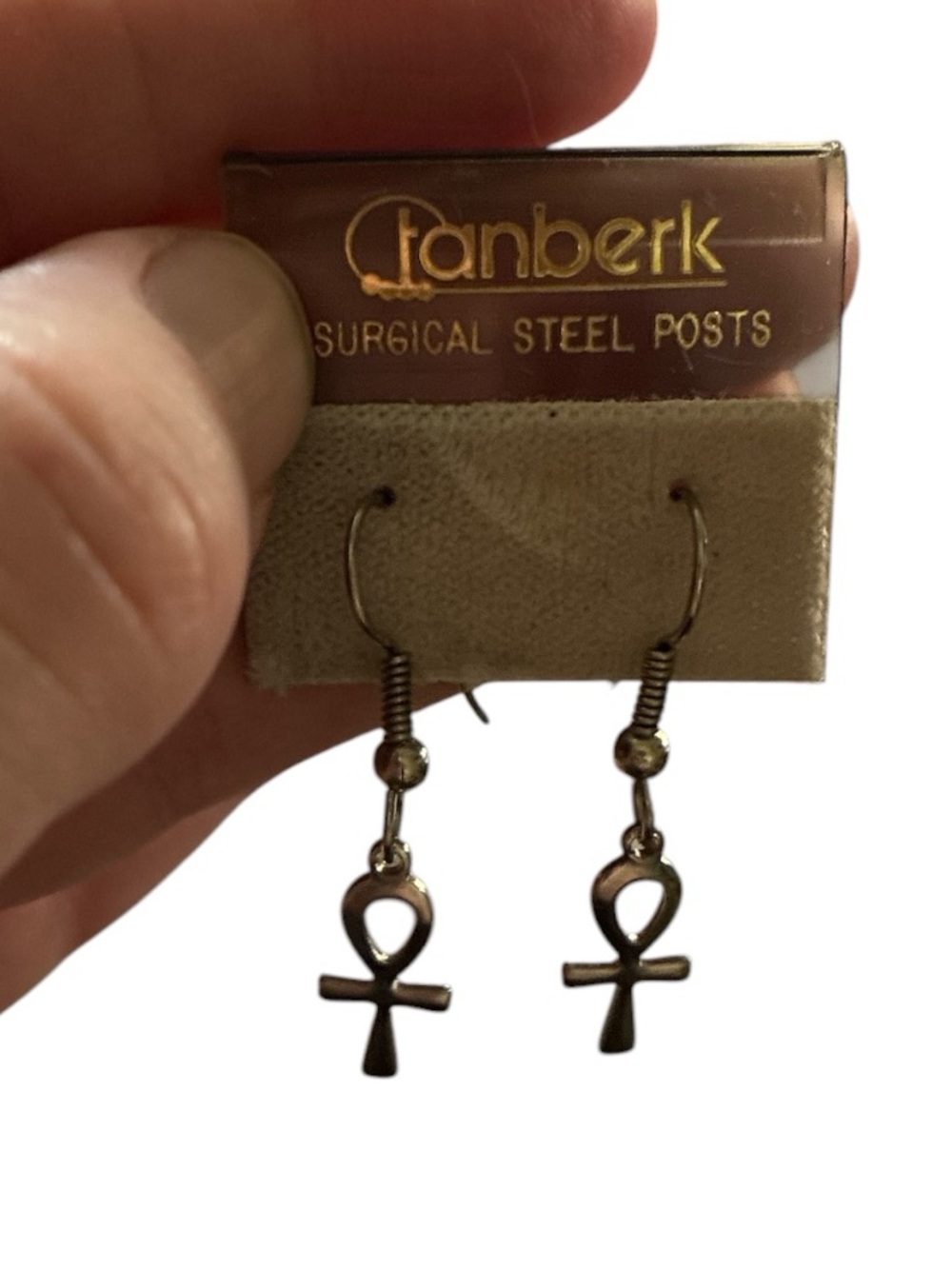 Silver Ankh Drop Earrings